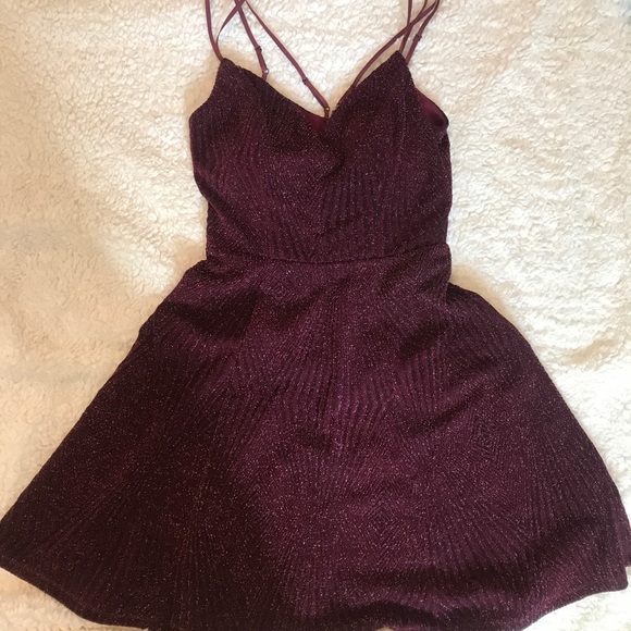Short, Maroon, Sparkly Skater Dress. Size Small - Picture 1 of 4